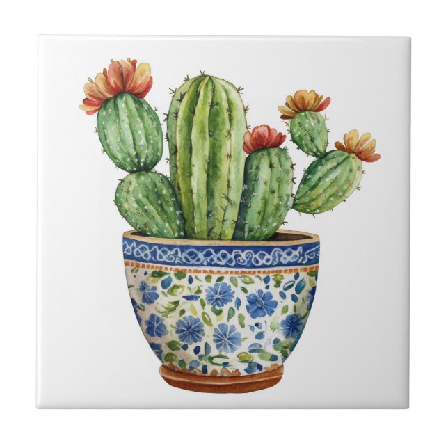 Carreau Mexique Talavera Hacienda Style Cactus Carrelage b (Devant)