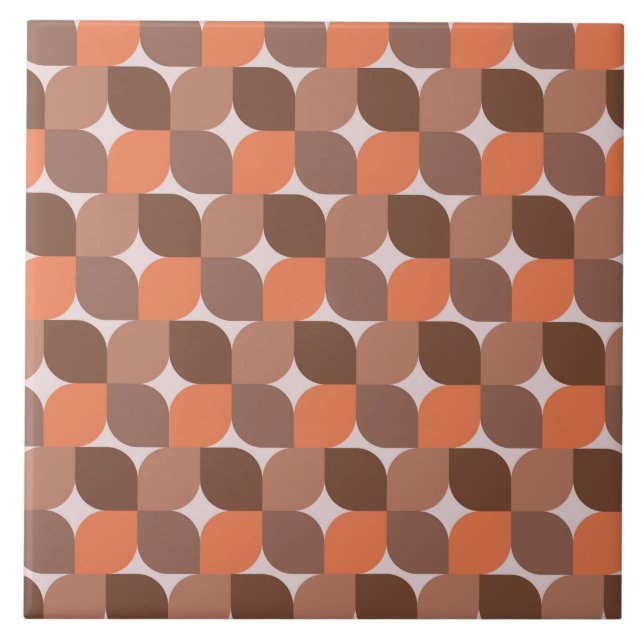 Carreau Mi-siècle Abstrait Orange Motif Brown (Devant)