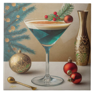Carreau Mi-Siècle Cocktail de Noël Fête Happy Hour