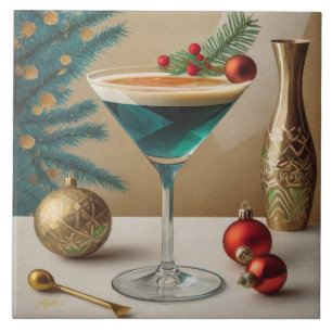 Carreau Mi-Siècle Cocktail de Noël Fête Happy Hour
