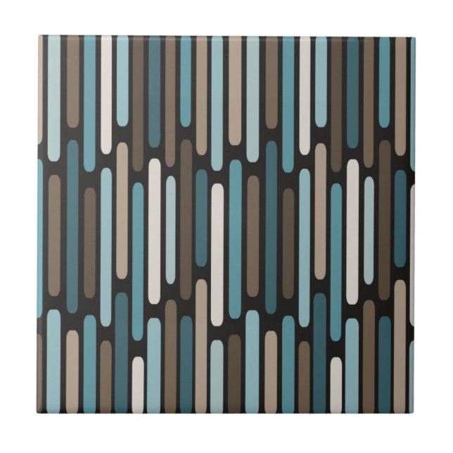 Carreau Mi-Siècle Moderne Bandes Minces Turquoise Brown (Devant)