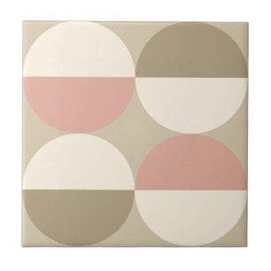 Carreau Mi-siècle moderne cercles beige motif géométrique