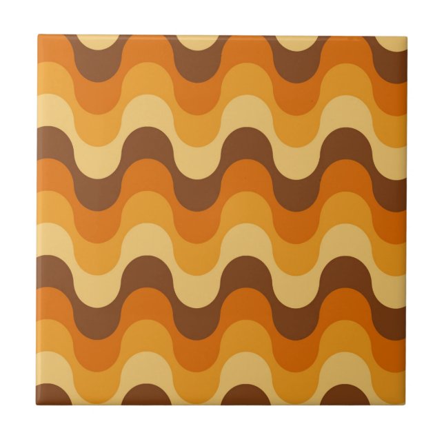 Carreau Mi-siècle Moderne des années 1970 Wavy Stripe Moti (Devant)