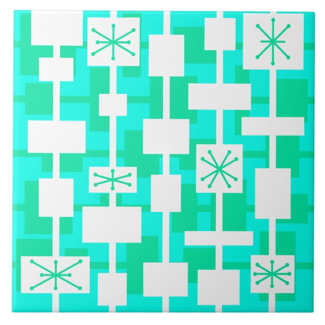 Carreau Mi-siècle moderne géométrique Turquoise (Devant)