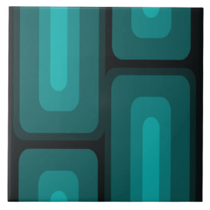 Carreau Mi-Siècle Moderne Long Rectangles Turquoise