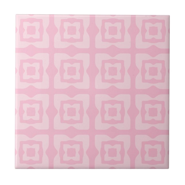 Carreau Mi-Siècle Moderne Motif Abstrait Frappe rose (Devant)