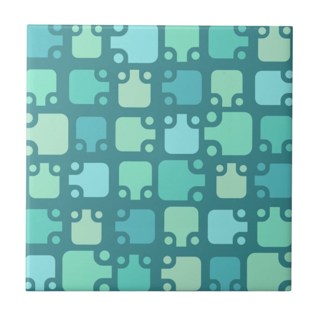 Carreau Mi-siècle moderne Motif Océan bleu (Devant)