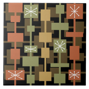 Carreau Mi-siècle moderne noir multicolore