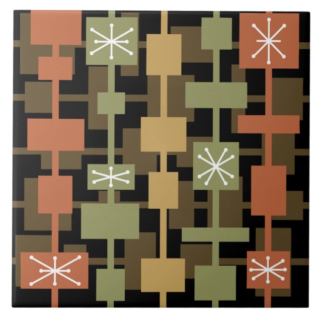 Carreau Mi-siècle moderne noir multicolore (Devant)