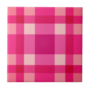 Carreau Mi-siècle moderne Plaid, Fuchsia rose et vin
