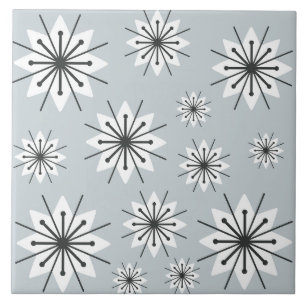 Carreau Mi-Siècle Moderne Snowflakes Silver