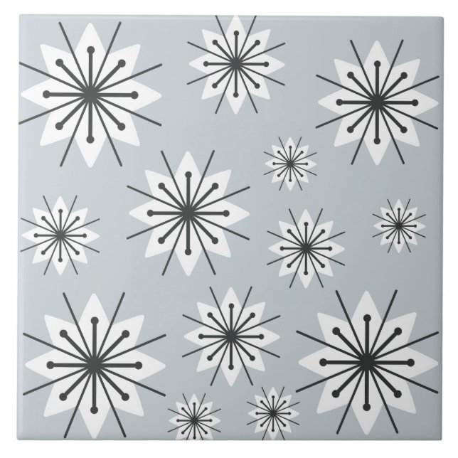 Carreau Mi-Siècle Moderne Snowflakes Silver (Devant)
