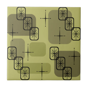 Carreau Mi-siècle Moderne Spoutnik Olive