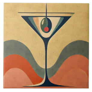 Carreau Mi-siècle Moderne "vague de martini à l'olive pime