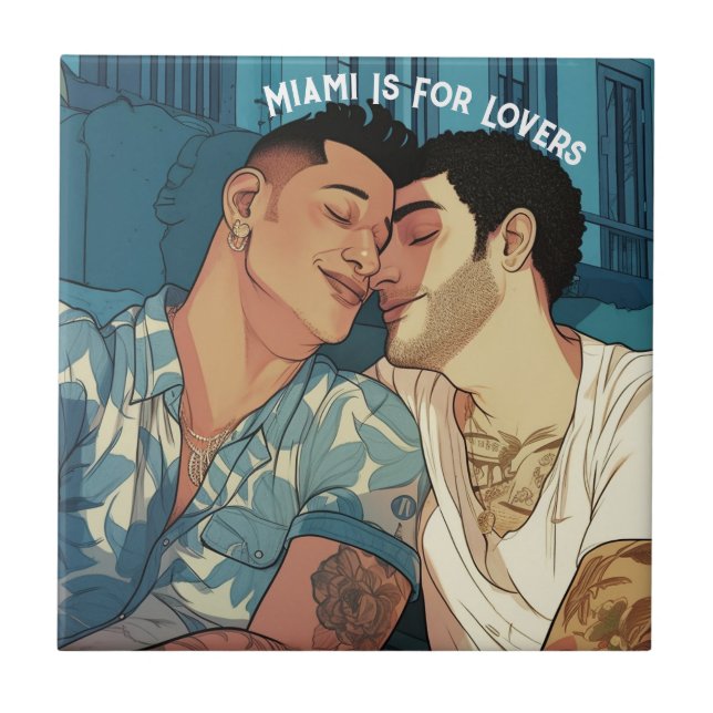 Carreau Miami Downtown Gay Hommes Cuddling Illustration Ca (Devant)