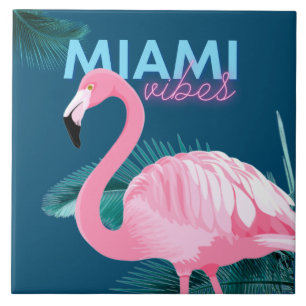 Carreau Miami Vibes Flamant rose rose Art Déco