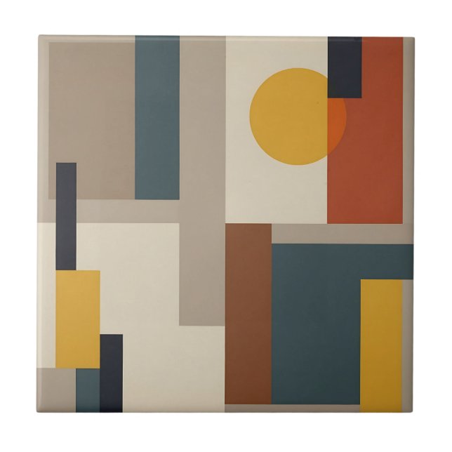 Carreau Mid Century Abstract Geometric Harmony (Devant)