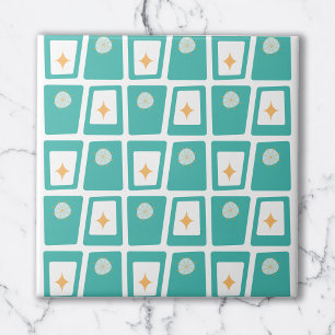 Carreau Mid Century Funky Blocks 2 Aqua, Turquoise et oran