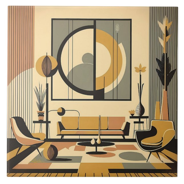 Carreau Mid Century Interior Design Autumn Hues Livingroom (Devant)