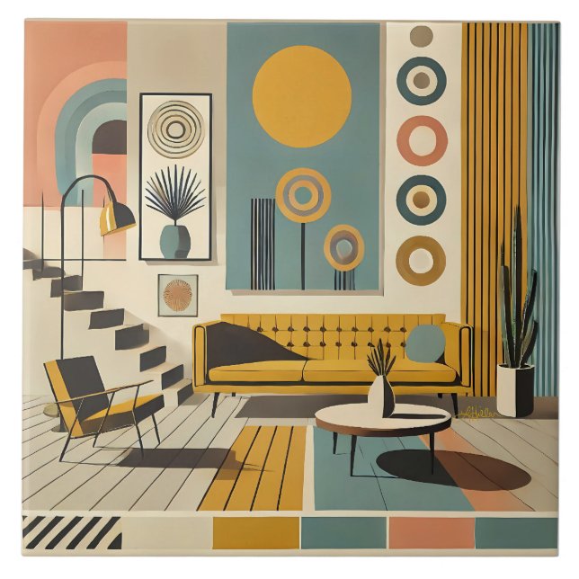 Carreau Mid Century Interior Design Desert Livingroom (Devant)