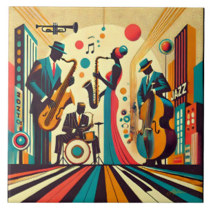 Carreau Mid Century Jazz Age Quartet