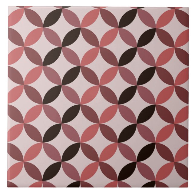 Carreau Mid Century Modern Geometric Circles Coral Brown (Devant)