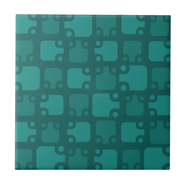 Carreau Mid Century Modern Pattern Teal (Devant)