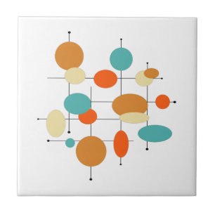 Carreau Mid Century Modern Retro Orange Turquoise Circles