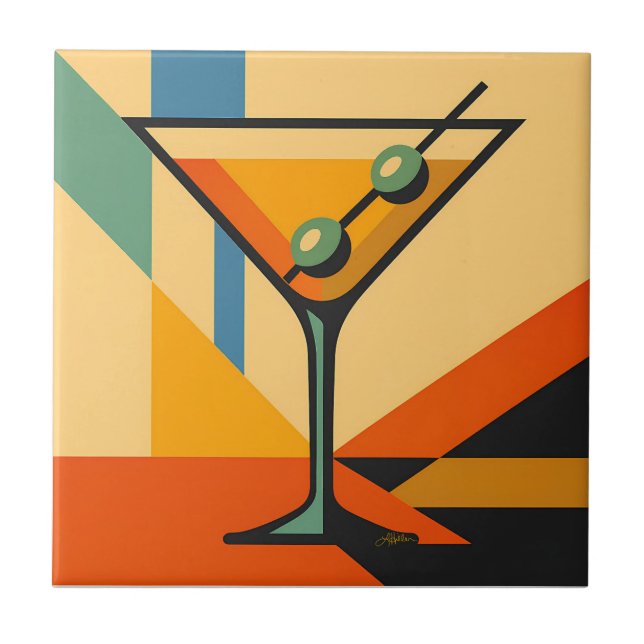 Carreau Mid Century Modern Sunrise Bauhaus Martini (Devant)
