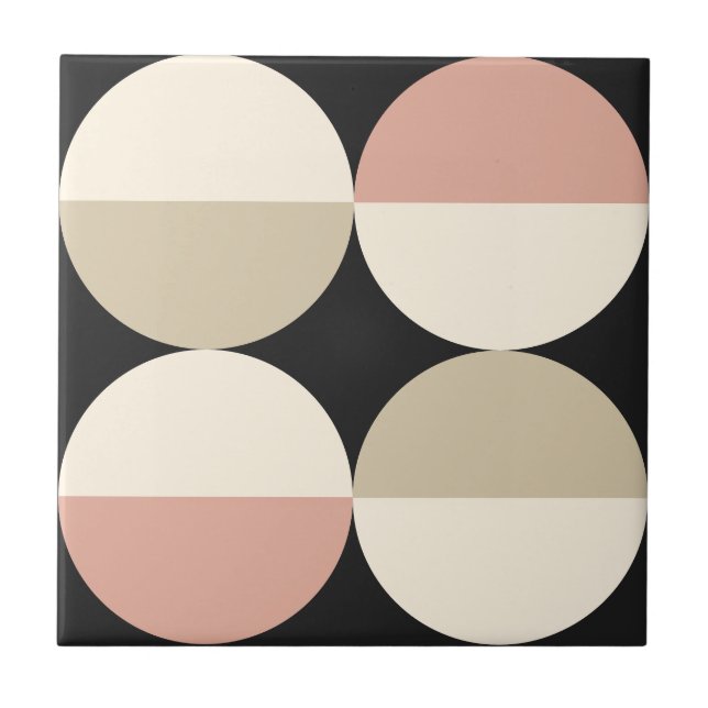Carreau Mid Century moderne cercles noirs motif géométriqu (Devant)