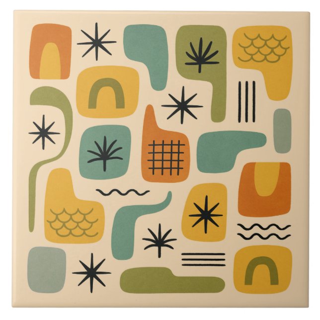 Carreau Mid Century moderne été Starburst Motif (Devant)