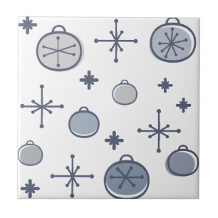 Carreau Mid Century Moderne Rétro Art de Noël Argent