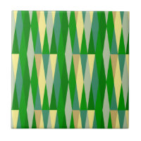 Mid Century Moderne Rétro Diamant Vert Jaune