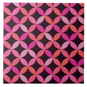 Carreau Mid Century Pink, rouge et cercles coralliens