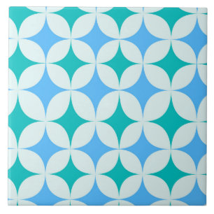 Carreau Mid Century Retro Starburs Motif Turquoise Bleu