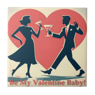 Carreau Mid Century Valentine moderne Hip Dancing Couple