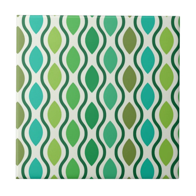 Carreau Mid Century Vert moderne Ogee Turquoise motif (Devant)