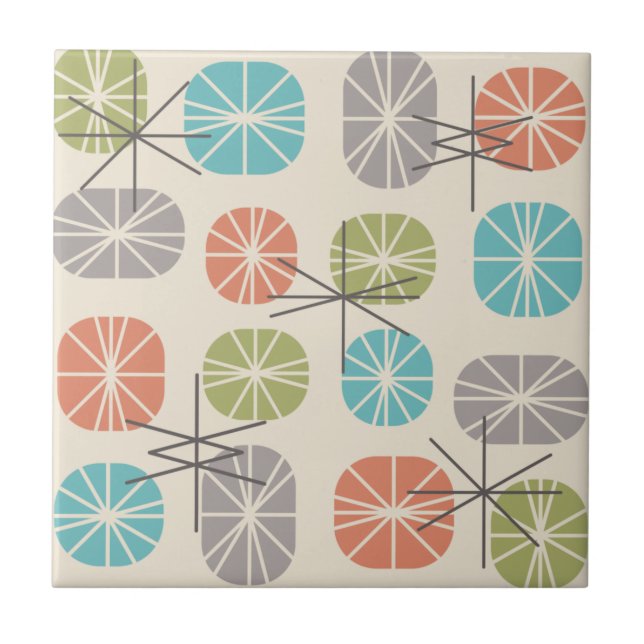 Carreau Midcentury Pattern Oblongs Colorful Multicolored (Devant)