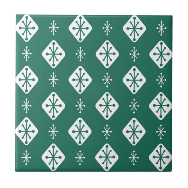 Carreau Midcentury Starbursts Diamonds Teal (Devant)
