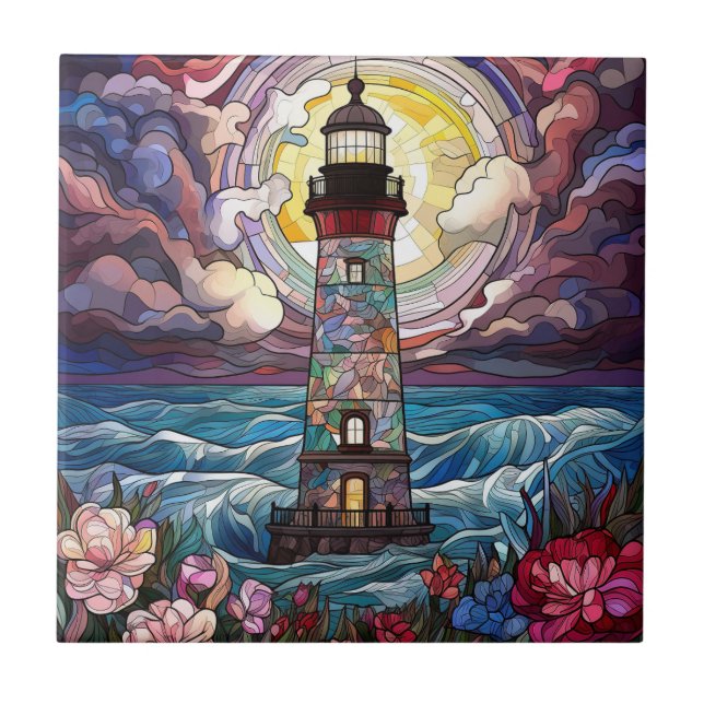 Carreau mignon amoureux du phare de plage (Devant)