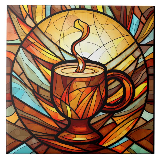 Carreau mignon café cuisine faux vitrail (Devant)