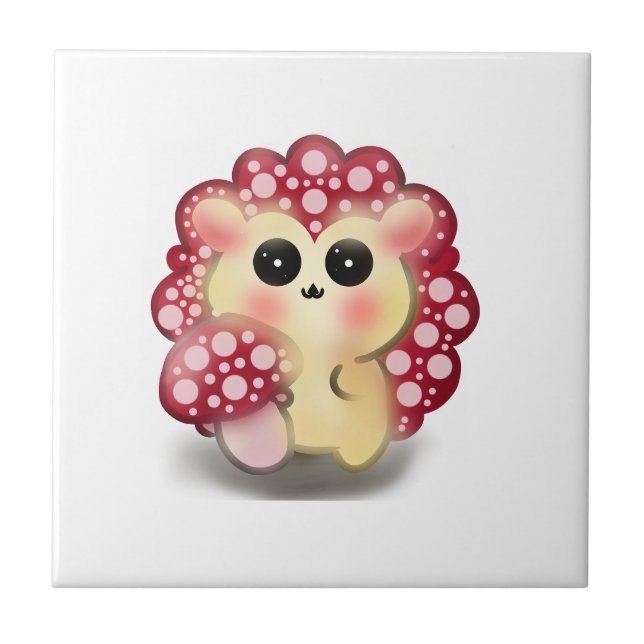 Carreau Mignon Champignon Rouge Kawaii Hérisson Toadstool  (Devant)