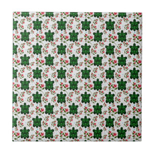 Carreau Mignon motif de tortue et fleurs sans couture 