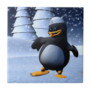 Carreau Mignon pingouin marin d'hiver Art de vacances enne