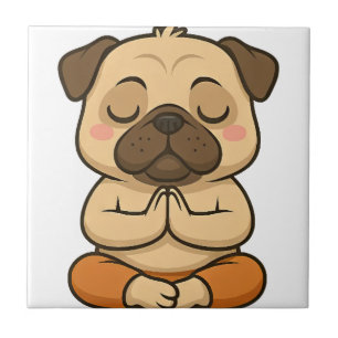 Carreau Mignon yoga de pug méditation relaxation dessin an