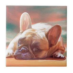Carreau Mignonne French Bulldog Eau Couleur Art Peinture