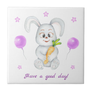 Carreau Mignonne Lapin pour une ambiance positive Poster