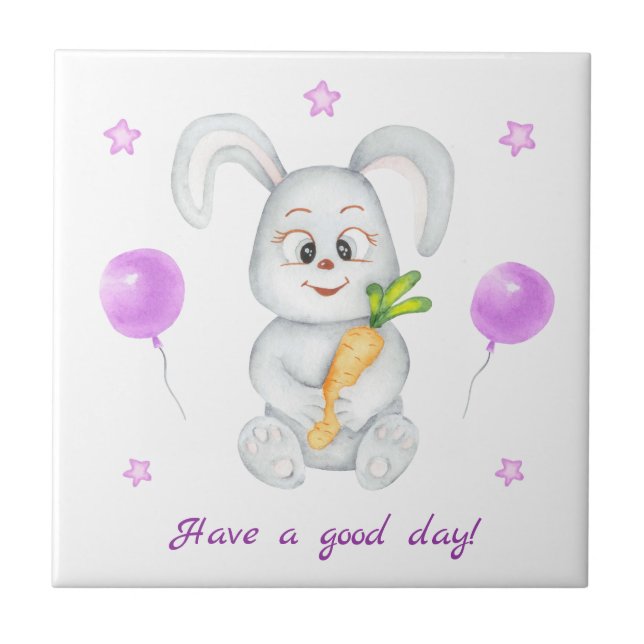 Carreau Mignonne Lapin pour une ambiance positive Poster (Devant)