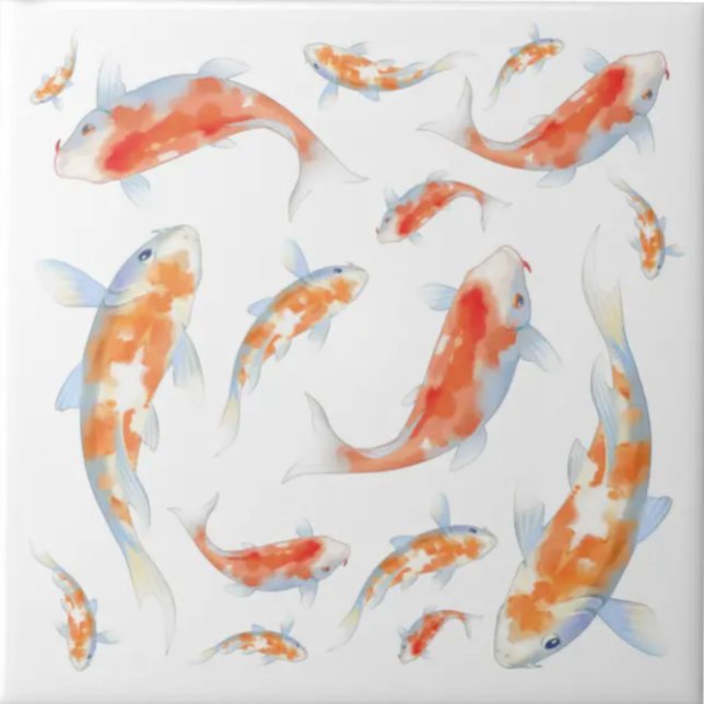 Carreau Mignons couleurs orange et blanc poisson japonais  (Créateur téléchargé)