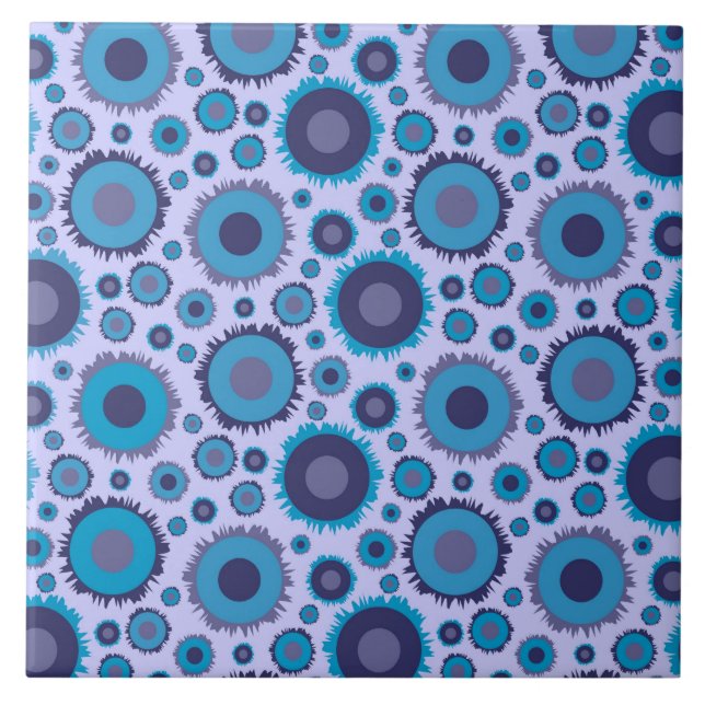 Carreau Mignons motifs de soleils multicolores bleus (Devant)